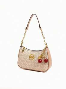 Bolso de hombro, bolso cuadrado y bolso bandolera de moda clásica y versátil del 2025, de material de PU impermeable de unicolor con diseño de rombos, logotipo metálico de animal retro elegante y decoración con estampado de letras, adecuado para compras, bolso de mujer con estampado animal - Beis - Ver 5