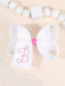 1个26字母蝴蝶结发夹，A-Z字母刺绣蝴蝶结发夹，白色芭蕾舞风格丝带发卡，适合女孩返校礼物、情人节礼物、青少年发饰 - 白色 - 查看 4