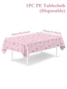1件粉色蝴蝶结婴儿派对桌布，粉色蝴蝶结设计桌布，适用于性别揭晓派对、婚礼、生日派对装饰、新生儿男孩或女孩派对餐具、户外一周岁生日派对一次性桌布 - 粉紅色蝴蝶結 - 查看 10