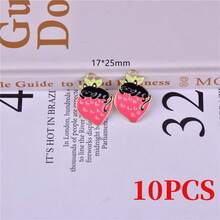 10pcs Cat Series Strawberry Cat Cake Cat Drip Oil Alloy Cartoon Animal Jewelry Pendant Earring DIY Accessories