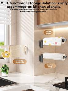 1个厨房纸巾架，橱柜下自粘式纸巾架，壁挂式纸巾架，适用于厨房、浴室和房车，可放置纸巾卷、保鲜膜和毛巾。 - 彩色 - 查看 11