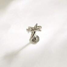 1pc Minimalist Unique Stainless Steel Rhinestone Encircled Star Stud Earrings, Suitable For Women's Daily Wear - Star - View 9