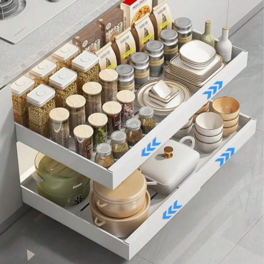 CYPNEMAGIE Cajones Deslizables para Cocina - Organizador Extraible Cocina 12.5 Pulgadas Ampliado a 20.5 Pulgadas Organizador de Cajones Fácil Acceso y Limpieza para Colocar y Quitar ObjetosFashion - como en la foto - Ver 1