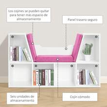 HOMCOM Bookcases - Blanco y Rosa - 查看 4