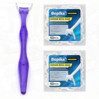 Dental Floss Extra Strength Floss With Dental Floss Handle And Flosser Refill Heads 1 Handle + 120 Refills