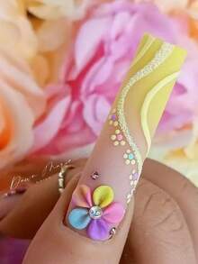 7包 - 150颗雕刻花瓣美甲装饰品，花朵美甲用品，混合尺寸金色金属珠配件，适合DIY女性美甲沙龙设计美甲装饰 - 彩色 - 查看 7