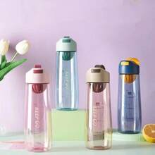 550ml Large Capacity Sports Water Bottle, With Handle, Plastic Material, Fitness Water Cup, Portable Drinking Bottle - Multicolor - View 5