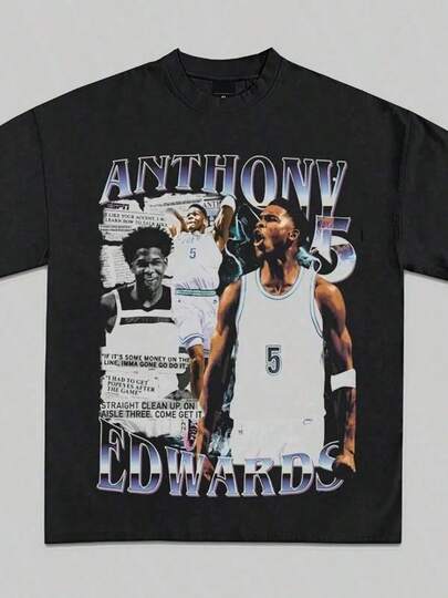 Anthony Edwards Newspaper Graphic T-Shirt Y2K Vintage Basketball Rap Premium Heavyweight Shirt For Men & Women Funny T Shirts Vintage Shirts Graphic Tees T Shirt Men Halloween Fgift,Printed & Shipped In USA Anime T-Shirt - Graphic T-Shirt, Street Style Graphic T-Shirt, Suitable For Role Playing, Casual Men's T-Shirt, High-Quality Cotton Comfortable Version, Anime Fashion For Comic Lover S Parent-Child Outfits Anime Merchandise