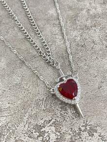 心形剑项链，独特情侣项链，银色和金色项链，情侣首饰，圣诞节和情人节礼物，母亲节礼物