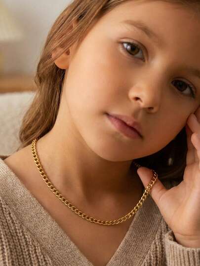 1pc Fashionable Classic Gold Stainless Steel Chain Necklace, Street Style Jewelry, Unisex, Party/Festival Gift Accessory