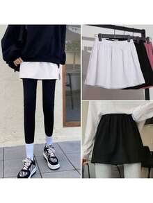 1pc Elastic Waist Extender, Women Shirt Extender, Adjustable Layered Fake Skirt Hem Extender - White - View 4