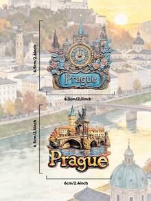 1pc Prague Astronomical Clock & Charles Bridge 3D Painting Fridge Magnet, European Architecture Souvenir Magnet, Home Decor Creative Gift, 3D Embossed Resin Crafted PVC Fridge Magnet, Kitchen Decor, Famous Landmark Magnet, Travel Lover Home Decor Gift - Multicolor - View 5