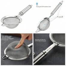 3.35 Inch 304 Stainless Steel Fine Mesh Strainer Kitchen Colander Skimmer Sieve Sifter For Food Rice Noodles Oil Filtering Fruits Vegetables Tea - 1 - View 1