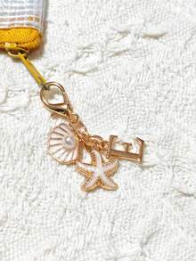 1pc Bohemian Style Gold Letter Keychain With Shell And Starfish Decoration, A-Z Letter Options, Suitable For Holiday And Beach Themes - Multicolor - View 28
