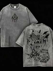 Anime Cartoon Washed Heavy Cotton Men's T-Shirts Anime Fans Anime Lovers Gift Fantasy Retro Anime T-Shirts Cool Fashion Cartoon T-Shirts Casual Men's Clothing Street Clothes. | Exquisite Design |   Loose And Comfortable |   Easy To Match | - Xám - Xem 7