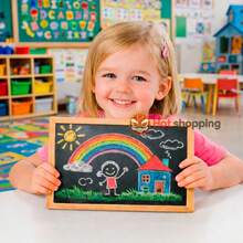 Pizarra de juegos Para Aprendizaje, Dibujo Incluye 12 gises de colores + Borrador - Café integral - Ver 2