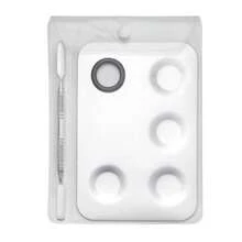 2pcs/Set Stainless Steel Makeup Palette Set With Mixing Spatula, Foundation, Concealer, Lipstick, Eyeshadow Mixing Tray, Easy To Clean Makeup Tools