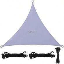 6x6x6m Triangle Sun Shade Sail with D-Rings & Ropes, Heavy-Duty UV Block Shade Cloth for Outdoor Patio Garden Terrace (Gray) - Gris - Ver 1