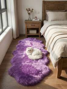 1件棕色柔軟人造毛皮地毯 - 棕色蓬鬆區域地毯 - 可機洗蓬鬆椅子罩/沙發罩 - 適用於臥室、客廳，特別適合冬季居家使用，麂皮底面，完美適合冬季女性居家裝飾，臥室地毯，更衣室地毯，保暖，客廳地毯，餐廳地毯，今年新品，熱銷商品，可機洗，由人造毛皮材質製成，親膚柔軟，四季適用風格，個性化居家，時尚居家，聖誕節，禮物，慶典，派對用品，聖誕裝飾 - 紫色(薰衣草紫) - 查看 2