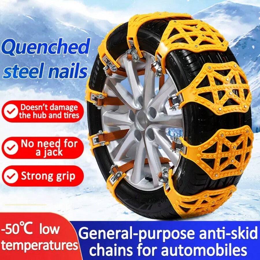 Automotive Anti-Slip Snow Chains, Tire Anti-Skid Chains - Suitable For All Vehicles With Tire Width From 165mm (6.50 Inches) To 275mm (10.83 Inches) - Easy Installation