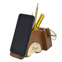 I'm Wood Multipurpose Raccoon Eyeglass Phone Pen & Pencil Holder Stand Stationery Desk Organizer Accessories Decor, For Home Office Desktop Decoration Birthday Graduation Gifts "Dream Big Aim High" - Raccoon - 查看 3