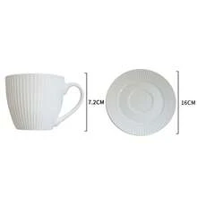 歐式咖啡杯碟套組，復古陶瓷浮雕杯組，下午茶餐具與茶杯禮盒，極簡純白陶瓷浮雕咖啡杯，下午茶餐具，完整套裝儀式感咖啡杯 - 白色 - 查看 8