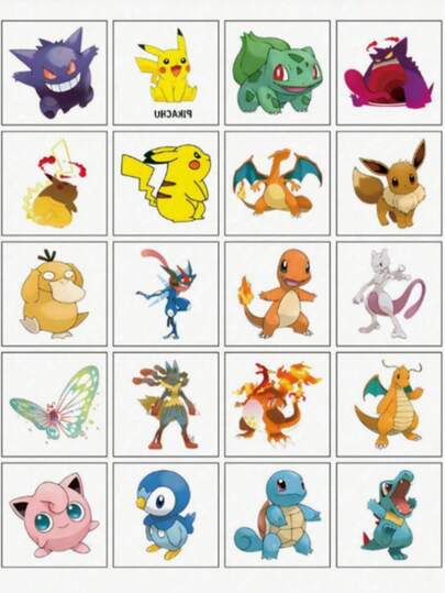  Pokemon 20/40pcs/Pack Super Cute Pikachu Stickers! Sticker Water Transfer One-Time Party Birthday Partyicker Phone Case Sticker Home Outdoor Game Decoration Sticker Stick Them Anywhere You Want - Perfect For Birthday Parties, Cosplay, Or Everyday Wear. Some Designs Have Surprise Patterns!