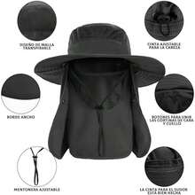 Sombrero de Pesca Protección UV, UPF50+ Sombrero para el Sol para Hombre y Mujer, Gorro Pescador con Cortinas para Cara y Cuello, Plegable y Impermeable, para Senderismo, Camping, Playa, Jardín Unisex - como en la foto - Ver 4