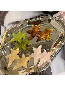 2/4个醋酸纤维不对称星形发夹，侧分刘海爪夹，女士发夹，发卡，发饰，发夹 - 彩色 - 查看 2