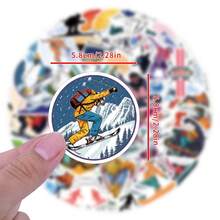 55张滑雪板贴纸，可用于剪贴簿、滑雪主题，美观实用，包含可爱卡通滑雪板贴纸、时尚滑雪头盔贴纸等，防水乙烯基材质，适用于水瓶、电脑、笔记本电脑、手机、行李箱、笔记本、冰箱等。 - 彩色 - 查看 10