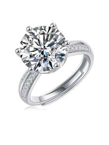 1/2/3/5 Carat Moissanite Diamond Ring, 925 Sterling Silver Women's Wedding Band, Suitable For Banquet, Party, Official Occasions, Festivals, Valentine's Day, Engagement, Wedding, Anniversary, Birthday Gift, With Certificate - Silver - View 23