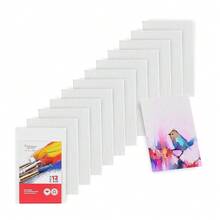 Small Canvases For Painting - Pack Of 12, 4 X 6 Inch Blank White Canvas Boards - 1OO% Cotton Art Panels Mini Canvas Bulk For Oil, Acrylic & Watercolor Small Canvas For Painting - 4x6吋-12件裝 - 查看 1