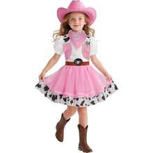 Disfraz de vaquera para niñas con sombrero de vaca para niñas, disfraz de fiesta de Halloween - 9-10 años - Ver 2