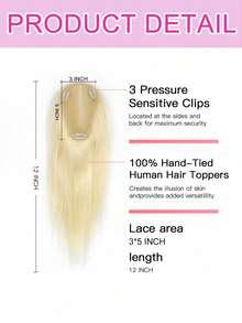 Hair Toppers For Women 100% Real Human Hair Toppers 12 Inch 3*5 Inch Silk Base Natural And Realistic Scalp Clip In Hair Wiglets Hair Pieces With Thinning Hair Adding Hair Volume - Multicolor - View 3