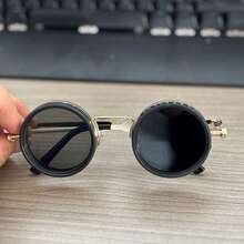 Men's Retro  Style Rotating Fashion Glasses - Adjustable Brightness Steampunk Alloy Frame, Black And Gray Gradient Lenses, Suitable For Masquerade Parties, Travel, And Fashion Accessories, Bohemian Style Glasses, Youth  Party Outfit - màu đen - Xem 3