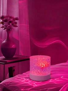 1个16色USB供电极光波浪氛围夜灯，带触摸/遥控功能，可通过触摸控制和遥控器调节功能，适合客厅装饰，具有动态水波纹效果 - 是圣诞节、生日和周年纪念日的理想礼物