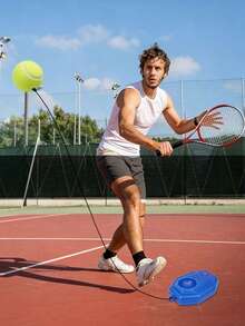 1 pieza Juego de raqueta de tenis infantil para un solo jugador con base de rebote - Multicolor - Ver 4
