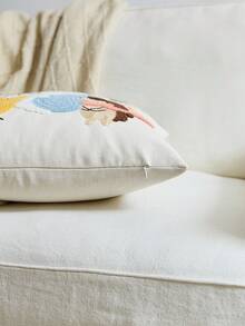 1pc Easter Bunny & Eggs Embroidered Decorative Pillow Cover, Spring Floral Cushion Cover, Suitable For Indoor Decor, Spring/Summer Decorative Pillow Case, Pillow Insert Not Included - Multicolor - View 9