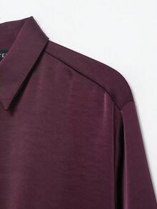 Áo kiểu satin tay phồng thời trang DEEKA dành cho nữ, kiểu dáng đa năng kết hợp phong cách Âu và Mỹ, thích hợp cho mùa xuân/hè. - Màu tím đậm - Xem 5
