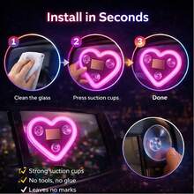 Red Solar-Powered Heart-Shaped Car Neon Light, 5 Lighting Modes, Automatic Sensor-Activated Window Ambient Light, Dual Power Sources (USB And Solar), Car Decor Designed Specifically For Women-The Perfect Gift For Mother's Day, Weddings, Or Female Friends - Heart-Shaped Neon Light - Red - 查看 8