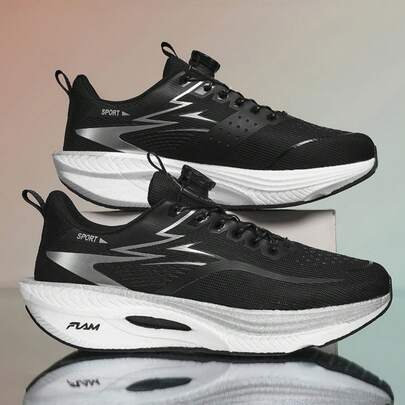 Unisex Carbon Plate Marathon Running Shoes - Lightweight Shock-Absorbing Sports Shoes, Anti-Slip Shock-Absorbing/Rubber Outsole, Rotary Button Design, Easy To Put On And Take Off, Low-Top Breathable Design, Suitable For Marathon, Gym And Training Scenarios, All Seasons