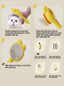 Self-Cleaning Pet Brush | Gentle Deshedding Brush, Suitable For Cats & Dogs, Durable Plastic & Stainless Steel Bristles, No Charging Design - Multicolor - View 5