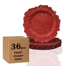 12/36pcs 13" Charger Plate, Floral Reef Charger For Dinning Plates, Table Setting And Wedding Party Table Decor. - 紅色 - 查看 3