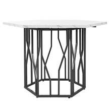 Modern Hexagonal Marble Coffee Table With Black Metal Branch-Shaped Base, Featuring A Clean Design, Ideal For The Dining Room And Living Room. - 黑與白 - 查看 8