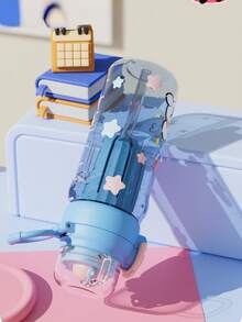 1pc High-Quality Plastic Water Cup, 2026 Summer Dual-Drink New Straw Cup, Cute Portable Space Cup - Multicolor - View 12