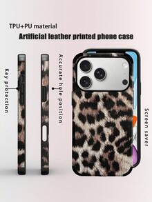 1pc Leopard Print PU Soft Leather Anti-Fall Anti-Shock Phone Case With Sound Amplifier Design, Compatible With IPhone 17 Pro Max/16 Pro Max/16 Plus/13 Pro Max/14 Pro Max 13 14 11 12 Pro 11/15 Pro, Galaxy S24 Ultra, Holiday Gift