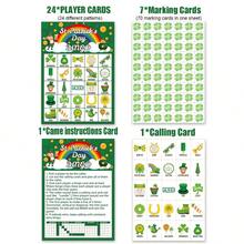33pcs, St. Patrick's Day Bingo St. Patrick's Activities Shamrock Bingo St. Patrick's Day Bingo Cards For Family Party Activity, St. Patrick's Game With 24 Players - Multicolor - View 4