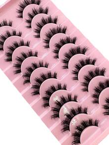 10 Paar weiche, flauschige, lockige Katzenaugen-Wimpern 3D Kunstmink Falsche Wimpern, natürliche handgefertigte dicke Kunstwimpern - Natürliche Wimpern - Übersicht 6