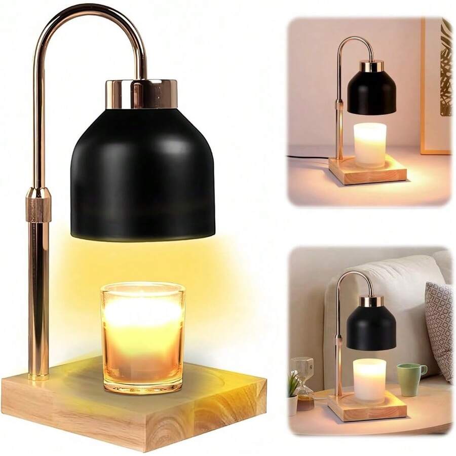 CYPNCalentador de Velas Calentador de Velas Ajustable en Altura Calentador de Velas con Temporizador decoración del hogar con 2 Bombillas NegroFashion - 219686593 - Ver 1