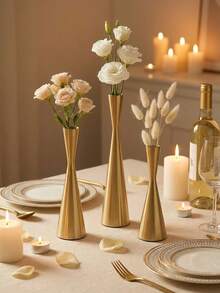 1件/套 纤腰流线型花瓶。整个花瓶采用金属质感材质制成。其造型采用“腰部纤细，顶部和底部加宽”的流线型设计，线条简洁流畅，偏向现代轻奢风格。适合摆放在客厅茶几等家居空间。 - 彩色 - 查看 3